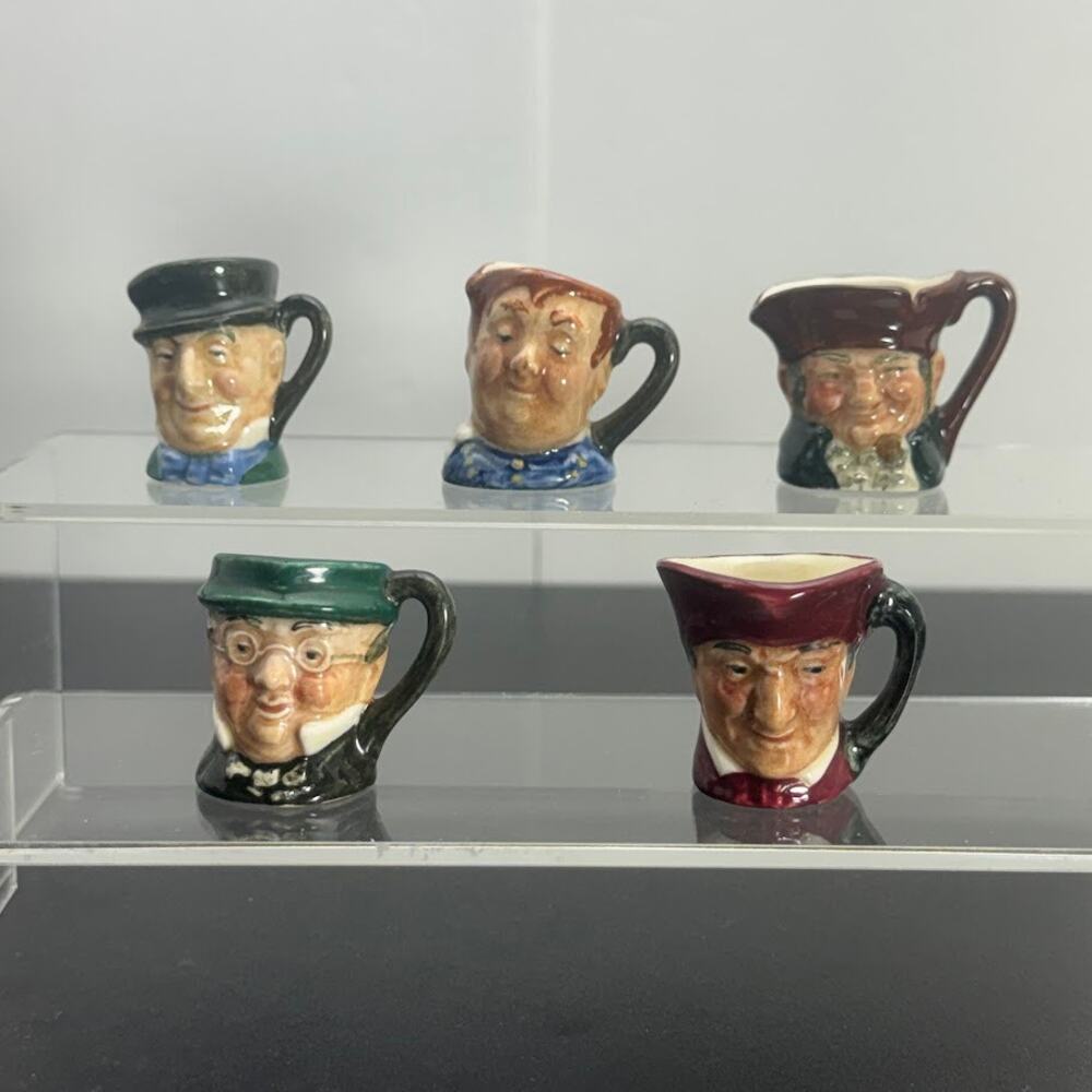 Royal Doulton Miniature Ceramic Toby Character Mug Lot of 5 1920s